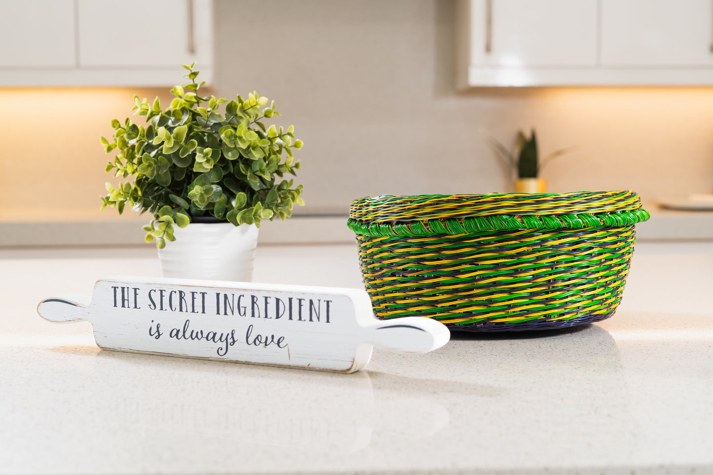Basket with Lid - Esparto Fiber