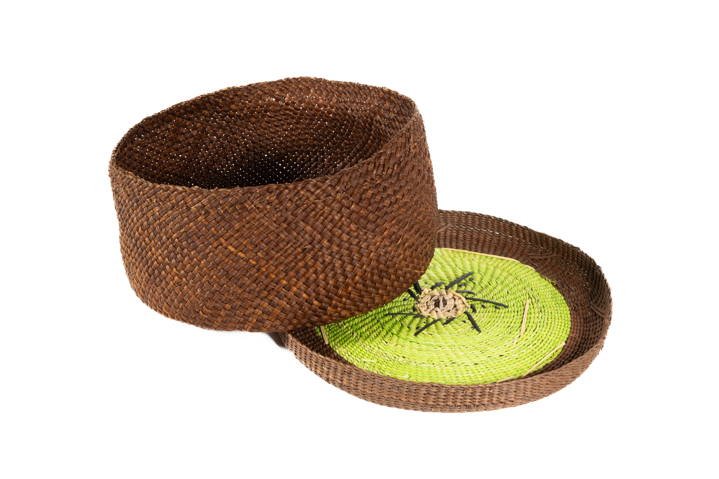 Iraca Palm Bread or Tortilla Basket with Lid