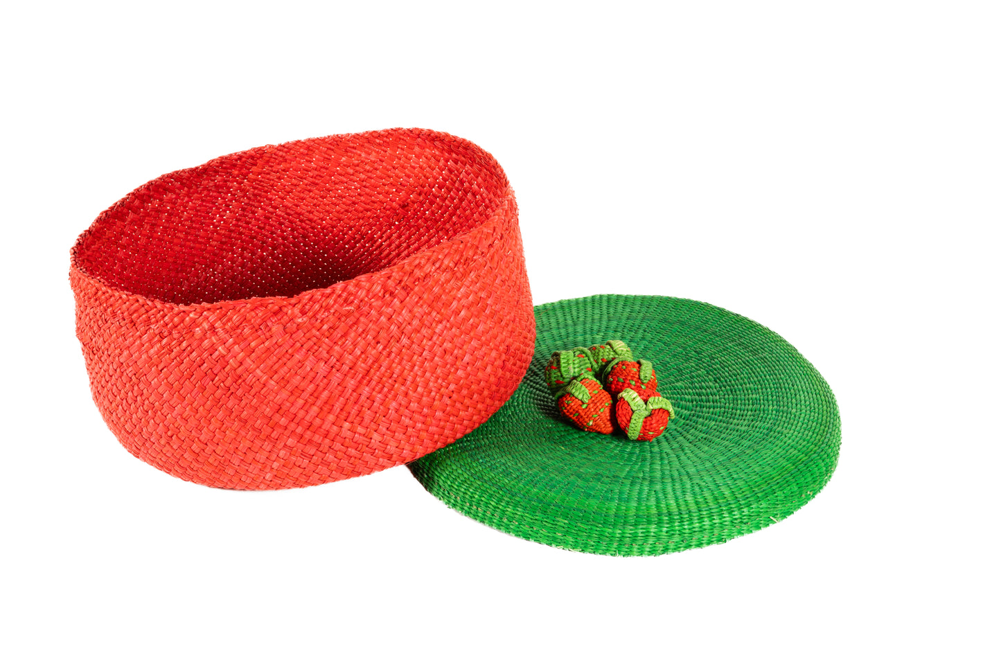 Iraca Palm Bread or Tortilla Basket with Lid Small