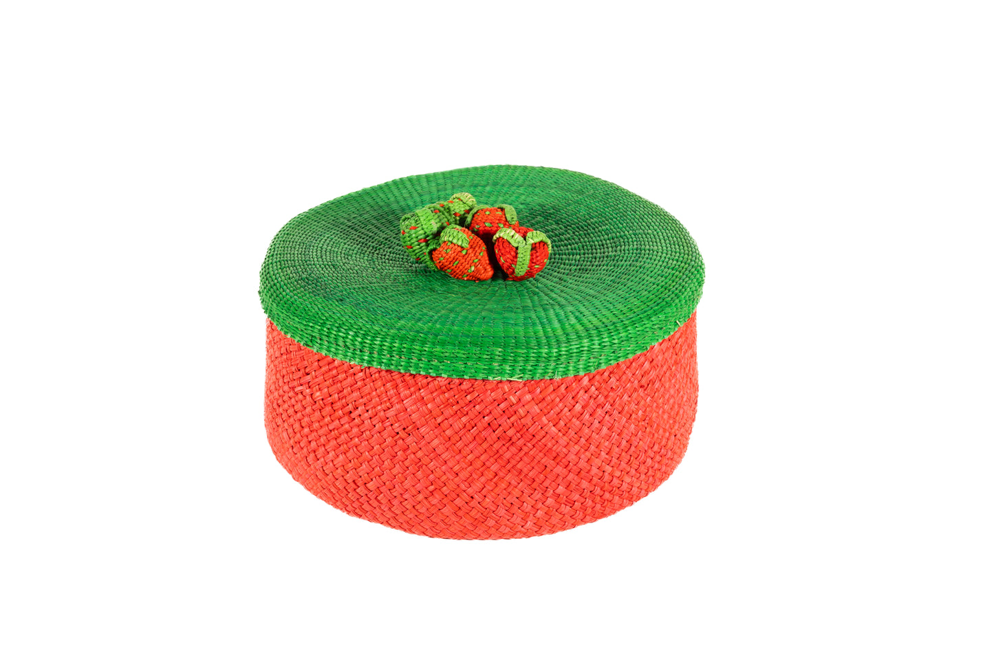 Iraca Palm Bread or Tortilla Basket with Lid Small
