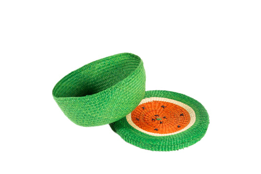 Iraca Palm Bread or Tortilla Basket with Lid Small