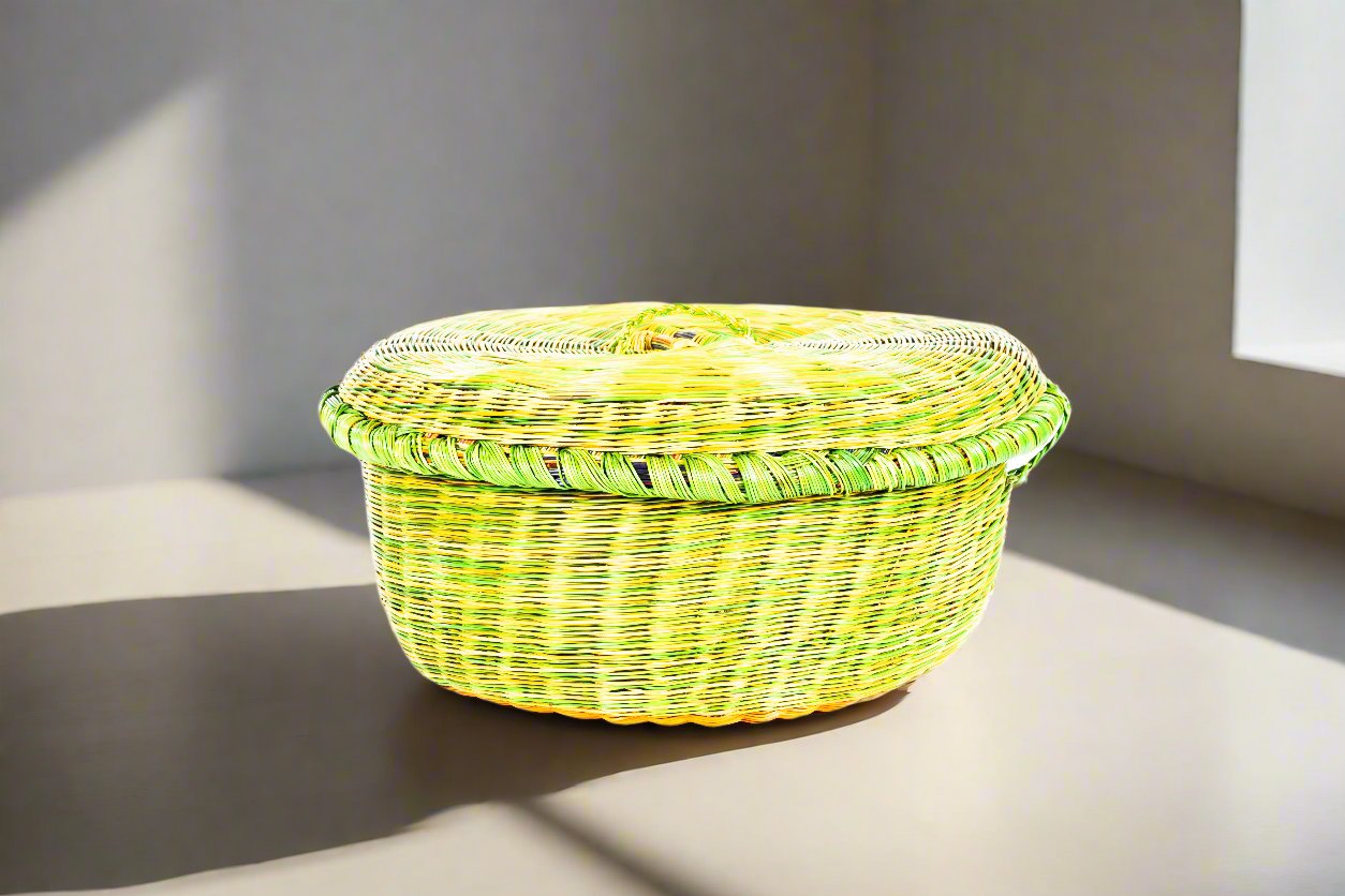 Basket with Lid - Esparto Fiber