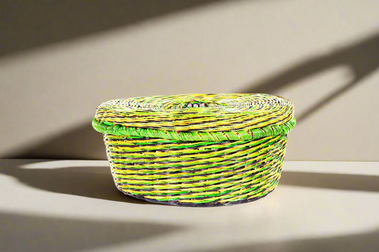 Basket with Lid - Esparto Fiber