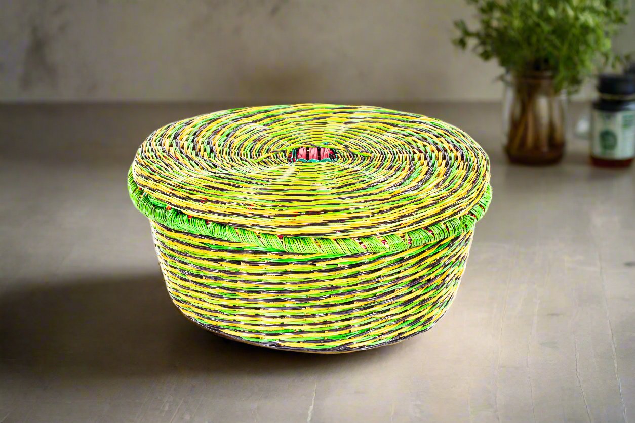 Basket with Lid - Esparto Fiber