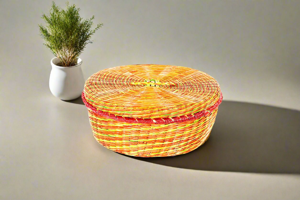 Basket with Lid - Esparto Fiber