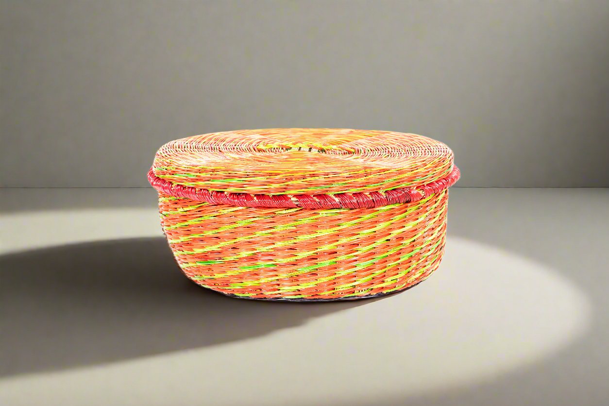 Basket with Lid - Esparto Fiber