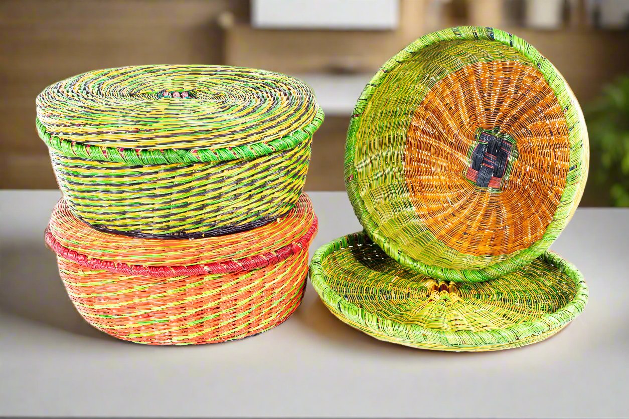 Basket with Lid - Esparto Fiber