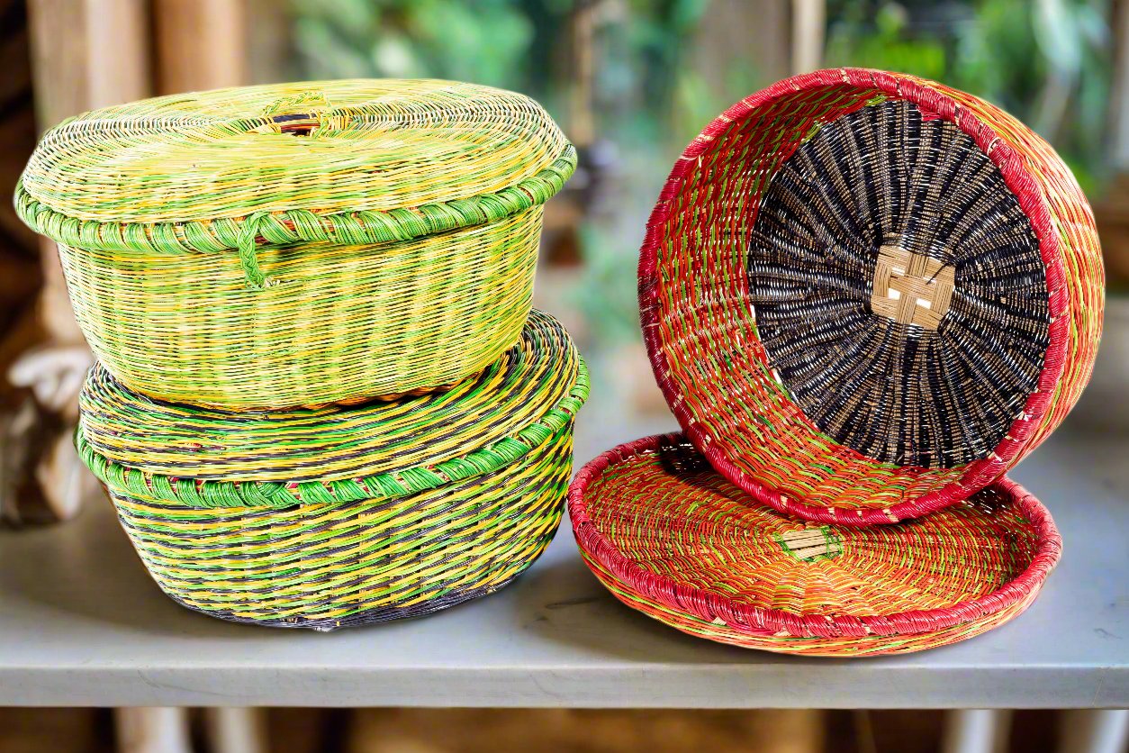 Basket with Lid - Esparto Fiber