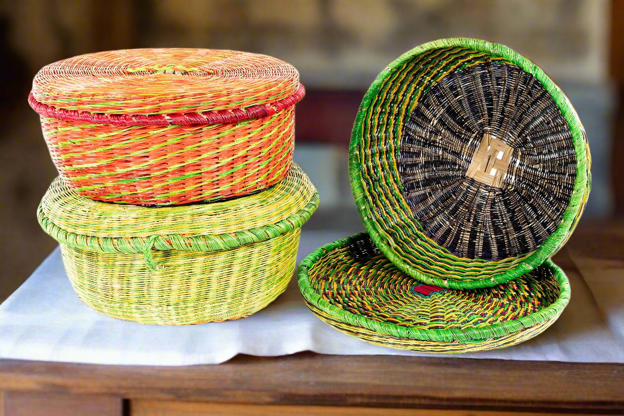 Basket with Lid - Esparto Fiber