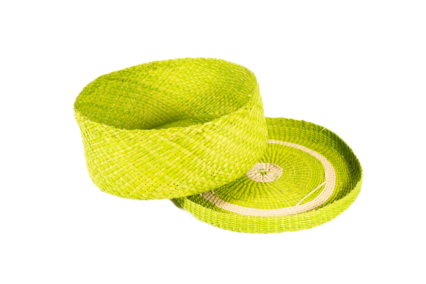 Iraca Palm Bread or Tortilla Basket with Lid